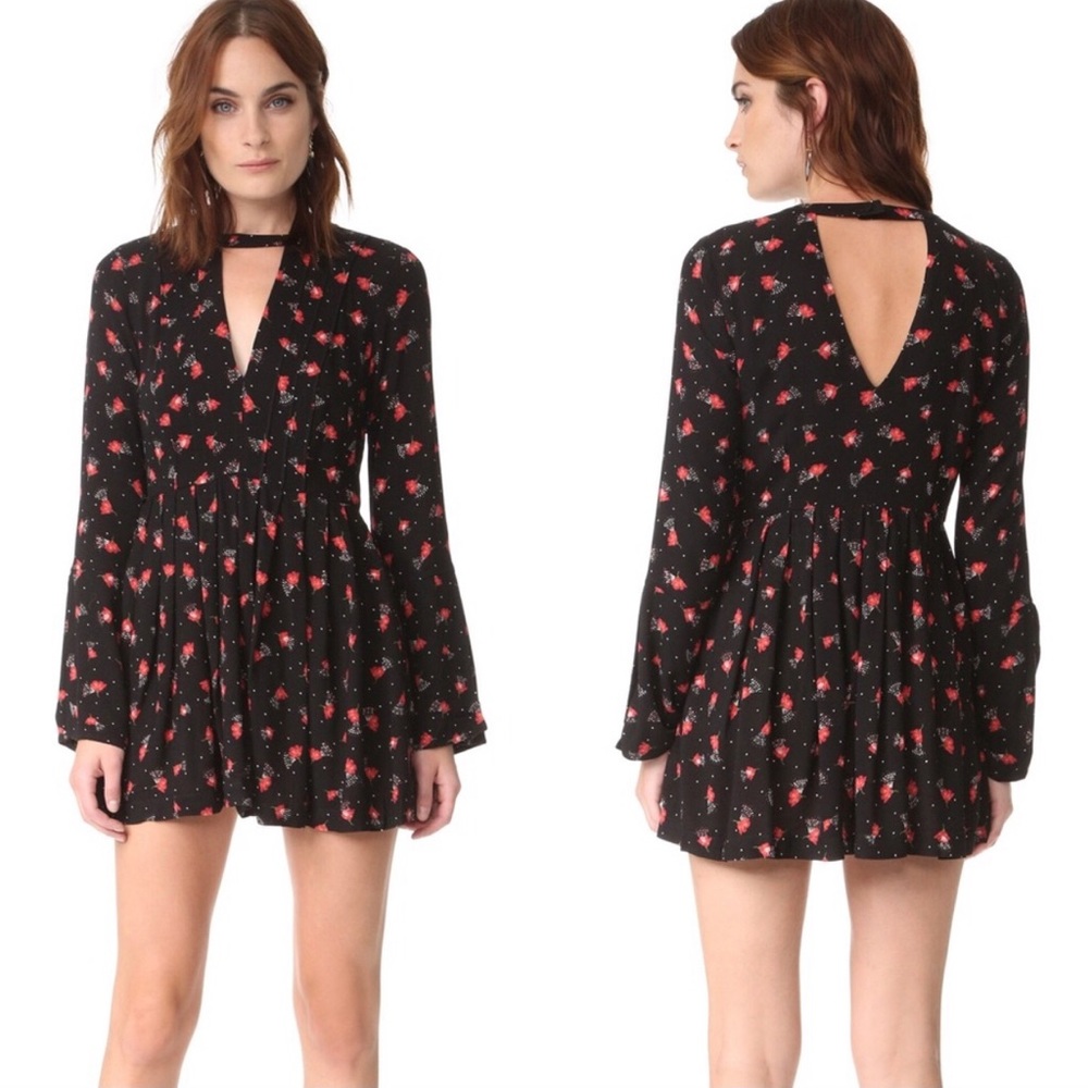 Free people black and floral dress.
